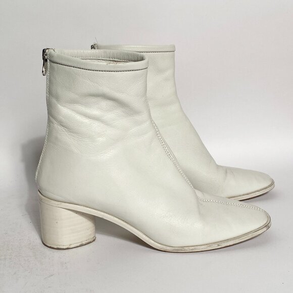 L'Intervalle Crisp White Genuine Leather Ankle Sock Square Toe Boots! 39, 8 8.5 - Picture 1 of 9